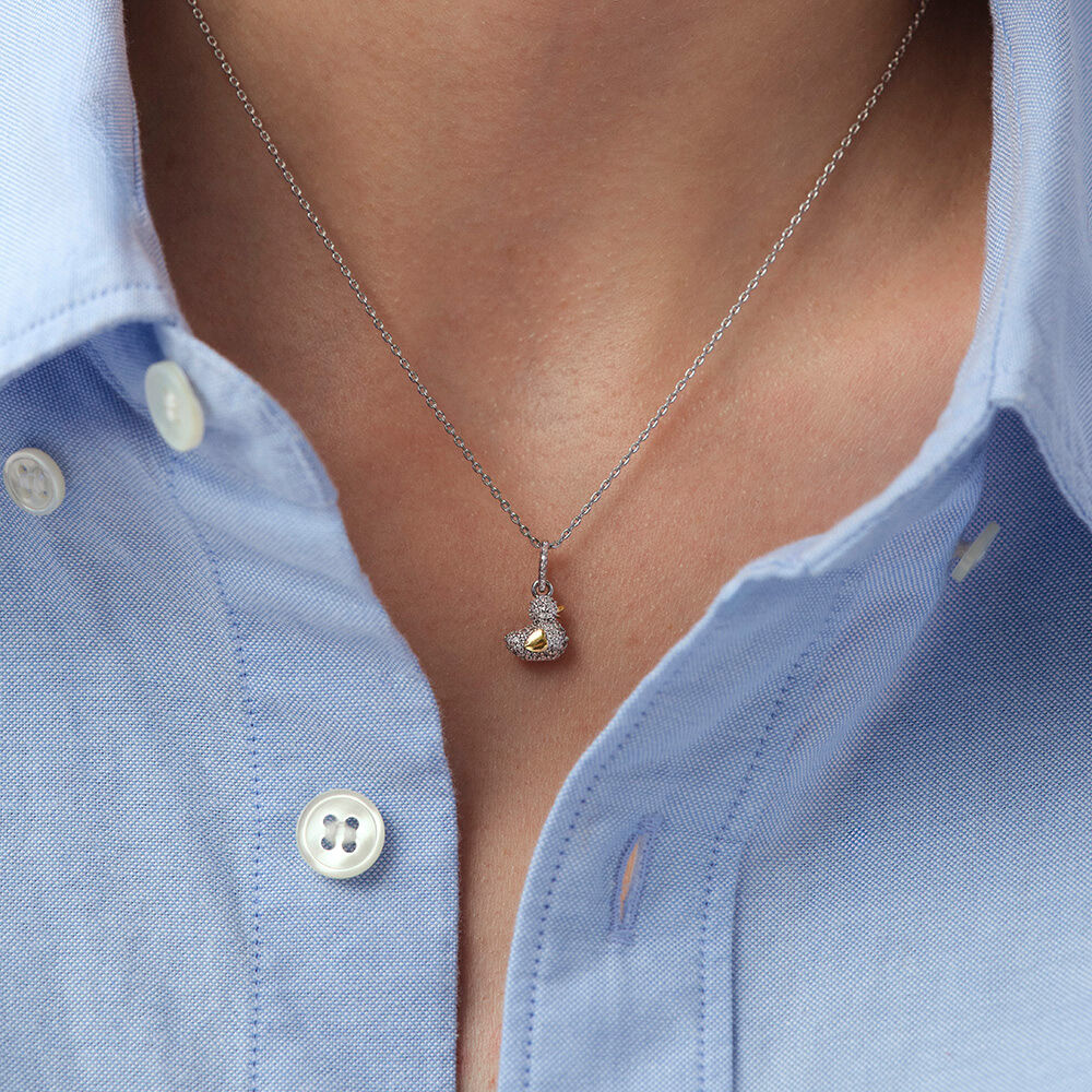 Pendentif PATITO PAV&Eacute; - Cristal / Argent&eacute; - Talismans  | Agatha