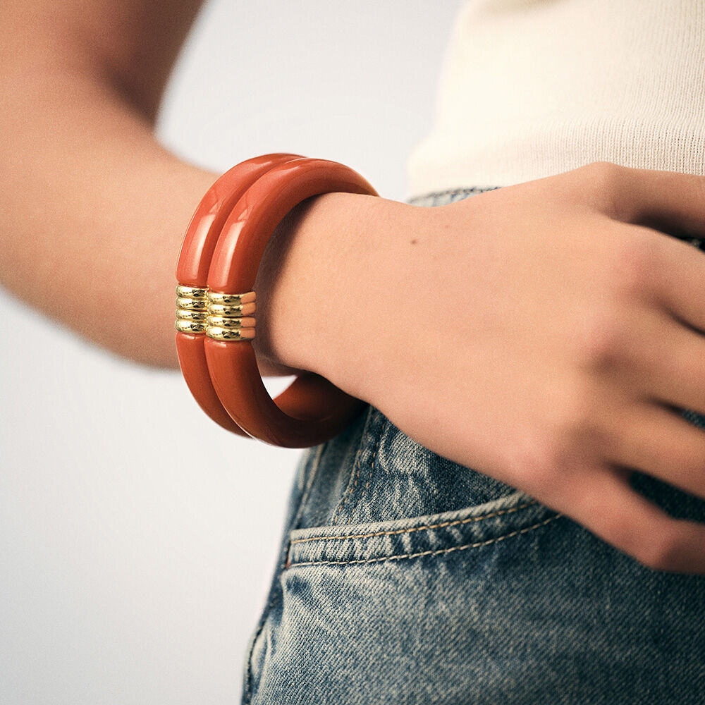 Jonc PALAIS ROYAL - Corail / Doré - Bracelets fantaisie  | Agatha