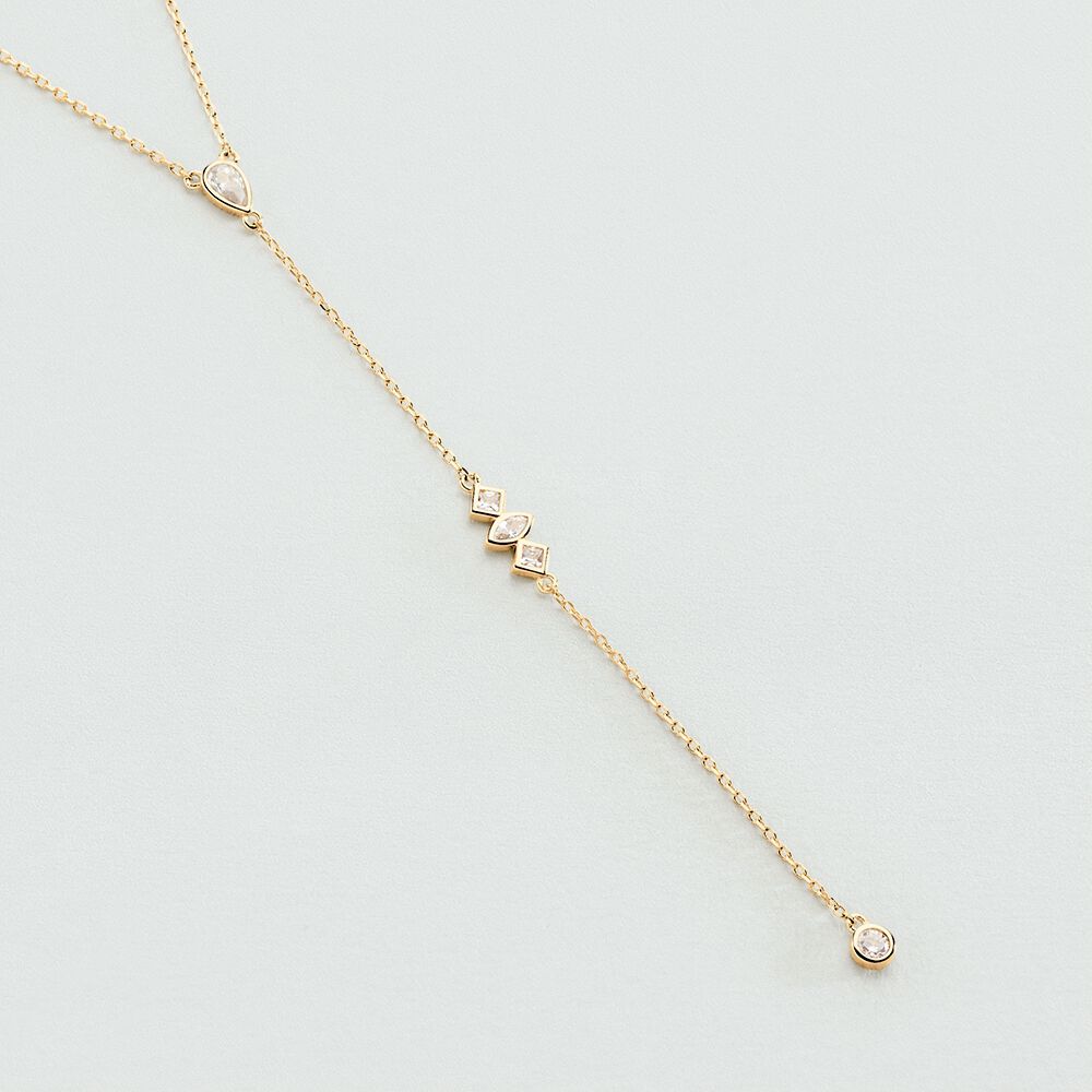 Collier mi-long PIRAMIDE - Cristal / Doré - Colliers fantaisie  | Agatha