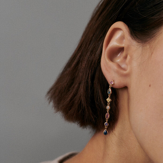 Boucles d'oreilles pendantes CASCADA - Multicolore / Doré - Boucles d'oreilles  | Agatha