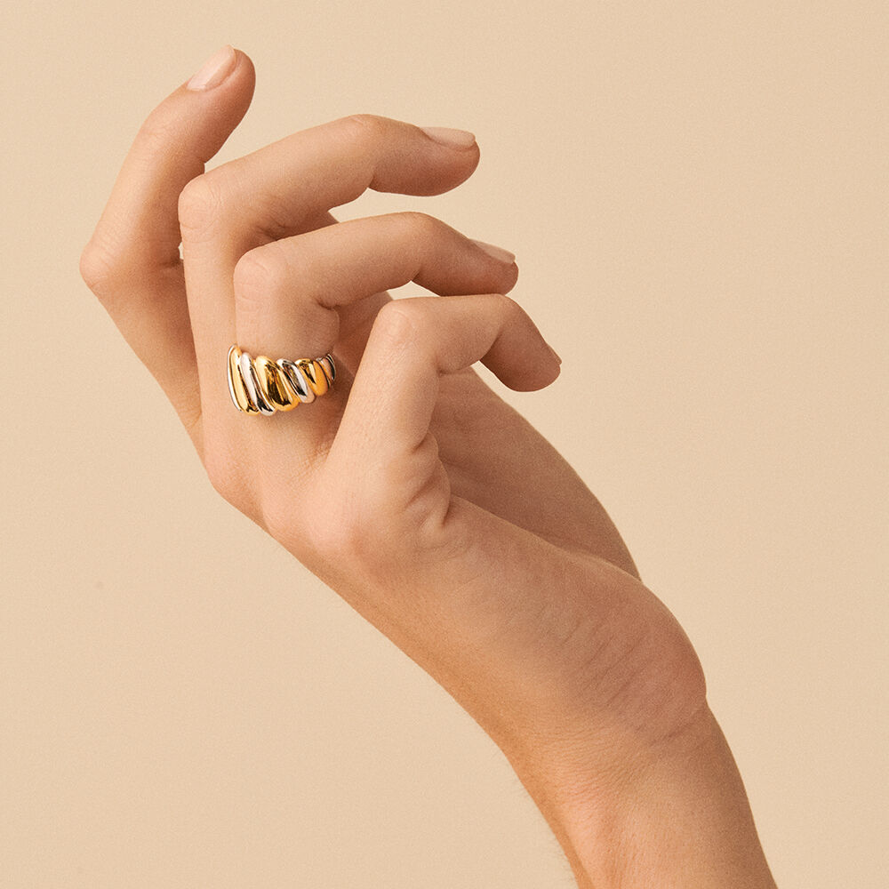 Bague large TWISTED - Argenté / Doré - Bagues  | Agatha