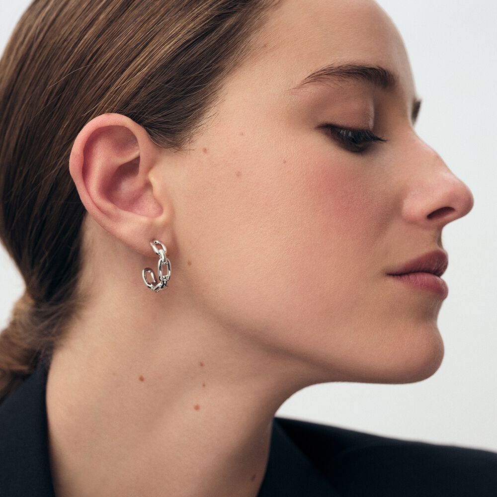 Créoles CHAIN - Argenté - Boucles d'oreilles fantaisies  | Agatha