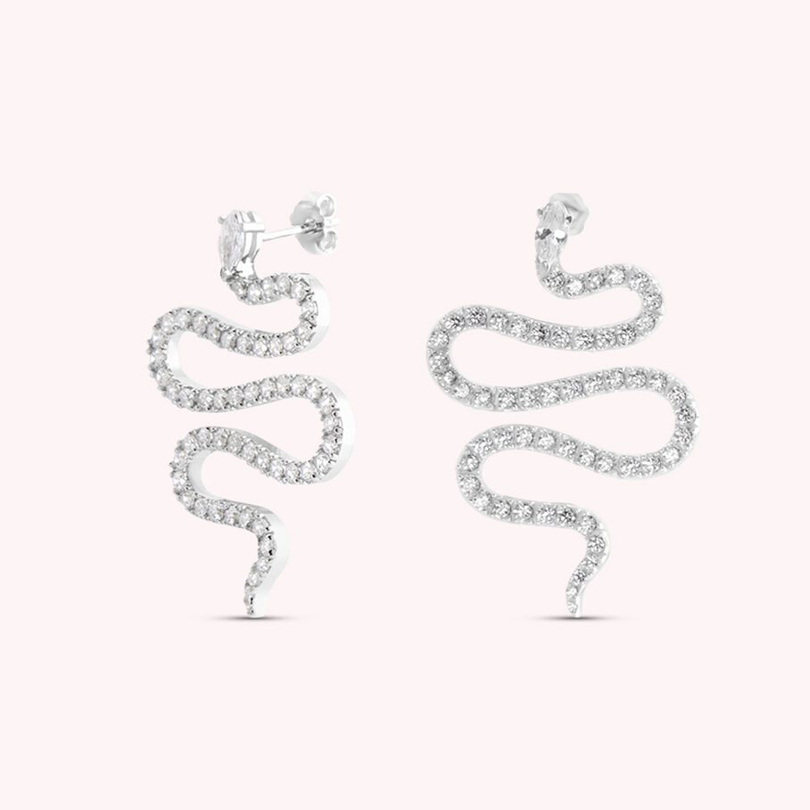 Boucles d'oreilles pendantes SNAKY - Cristal / Argenté - Boucles d'oreilles  | Agatha