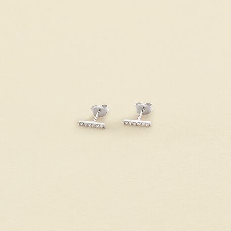 Boucles d'oreilles puces BARSHINE - Cristal / Argenté - Boucles d'oreilles puces  | Agatha