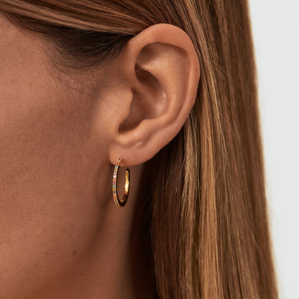 Cr&eacute;oles RAINBOW - Multicolore / Dor&eacute; - Boucles d'oreilles fantaisies  | Agatha