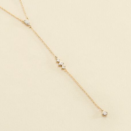 Collier mi-long PIRAMIDE - Cristal / Doré - Colliers  | Agatha