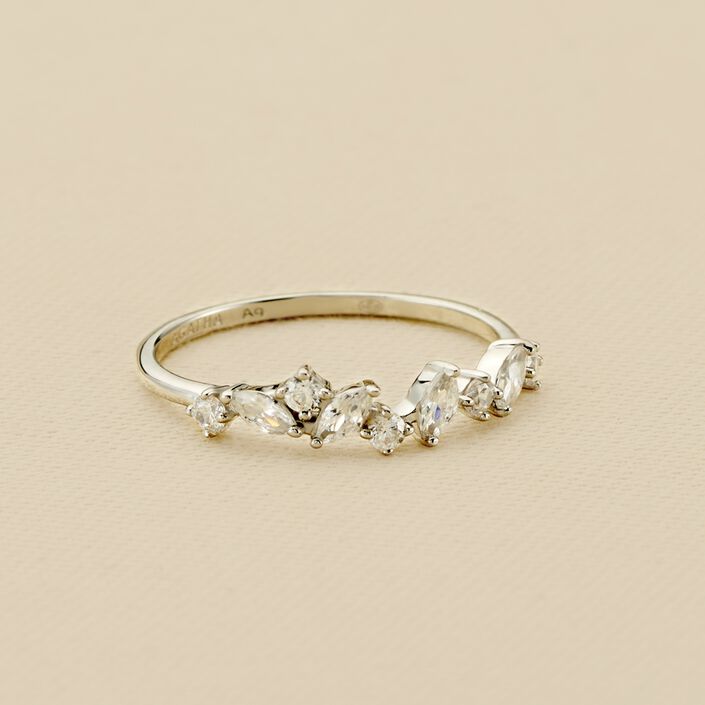 Bague fine PLEIADES - Cristal / Argenté - Bagues  | Agatha