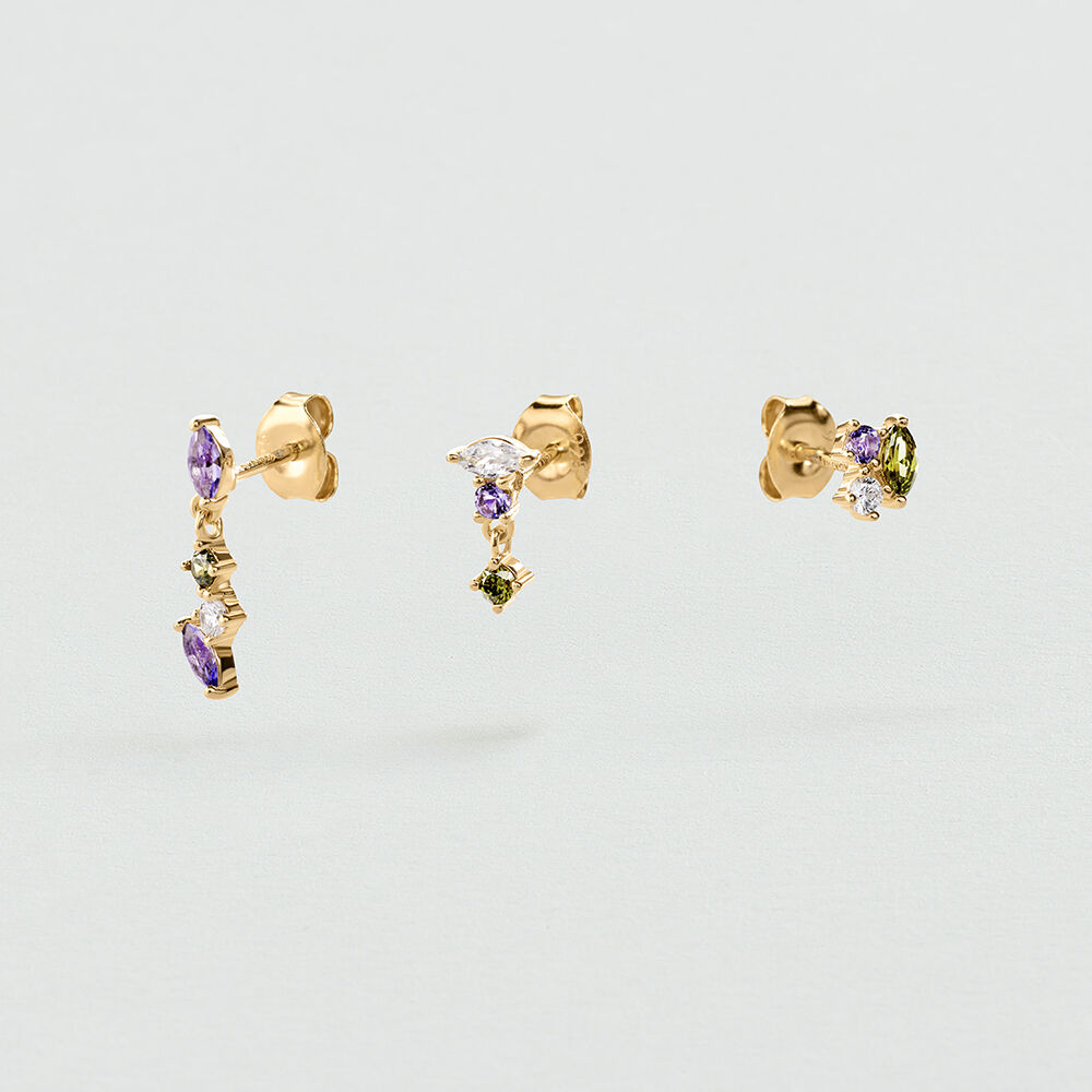 Set de boucles d'oreilles MIX & MATCH - Vert / Violet - Boucles d'oreilles puces  | Agatha