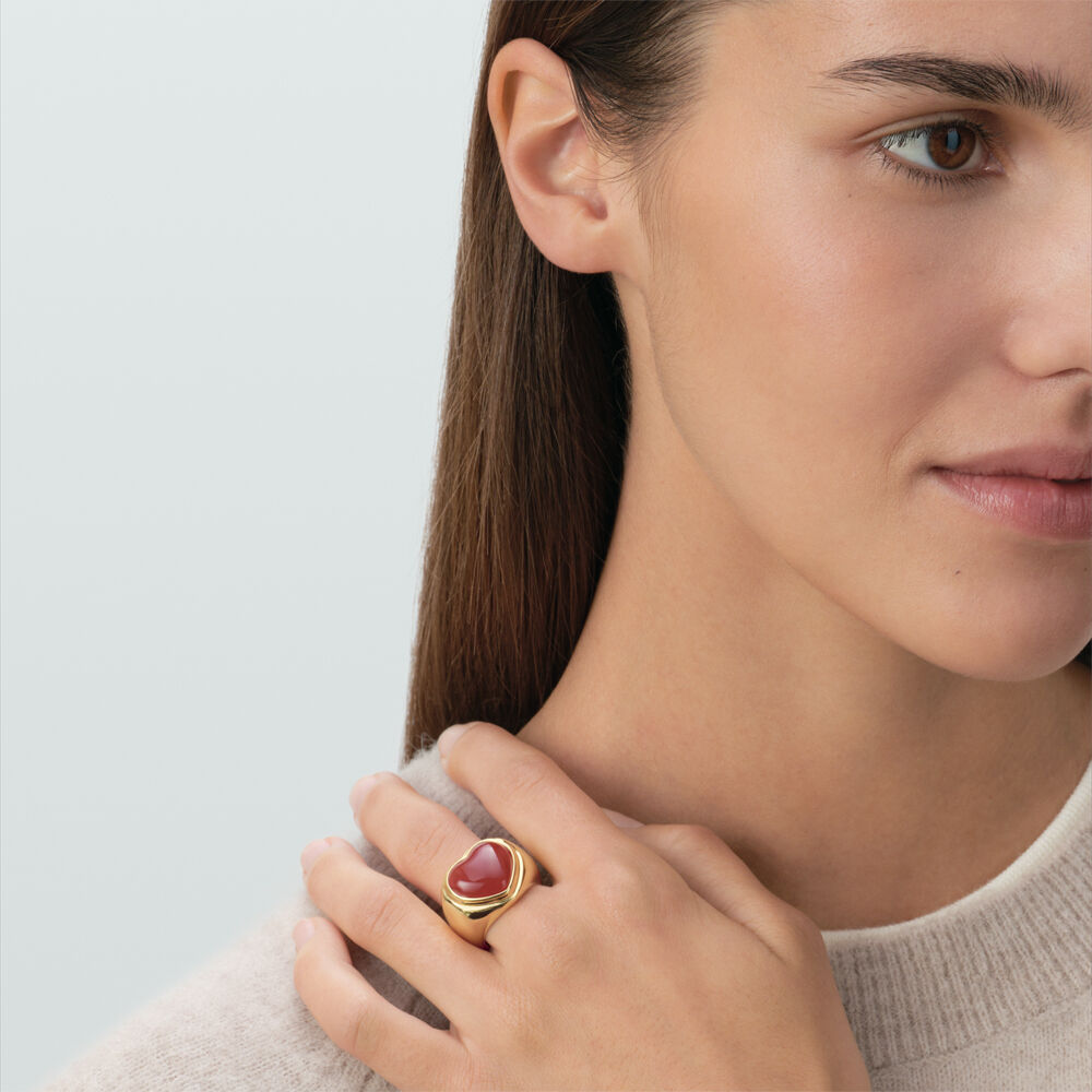 Bague large SACR&Eacute; C&OElig;UR - Rouge / Dor&eacute; - Bagues larges  | Agatha