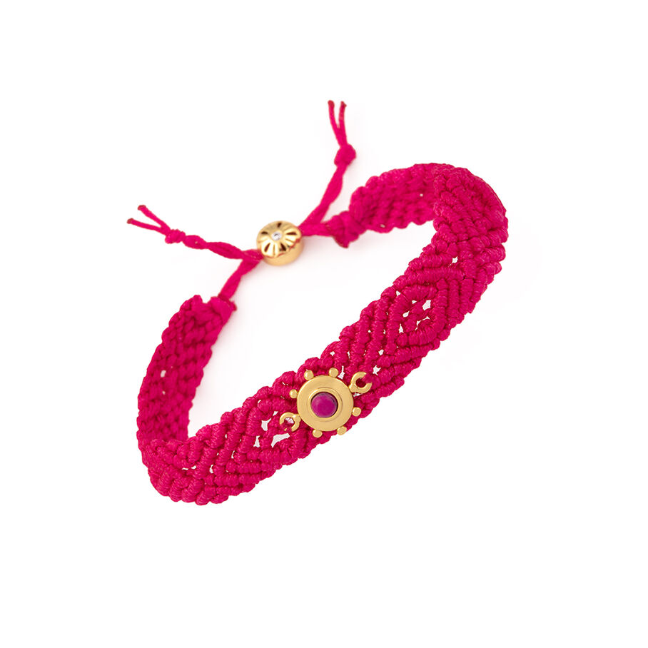 Bracelet cordon BAIA - Fuchsia / Doré - Bracelets  | Agatha