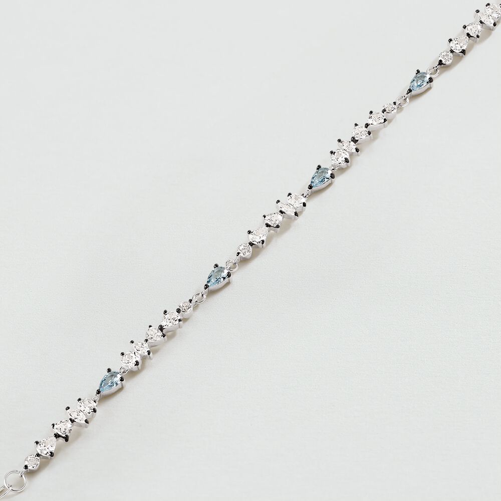 Bracelet souple JACKIE - Argenté / Bleu aquamarine  - Bracelets souples  | Agatha