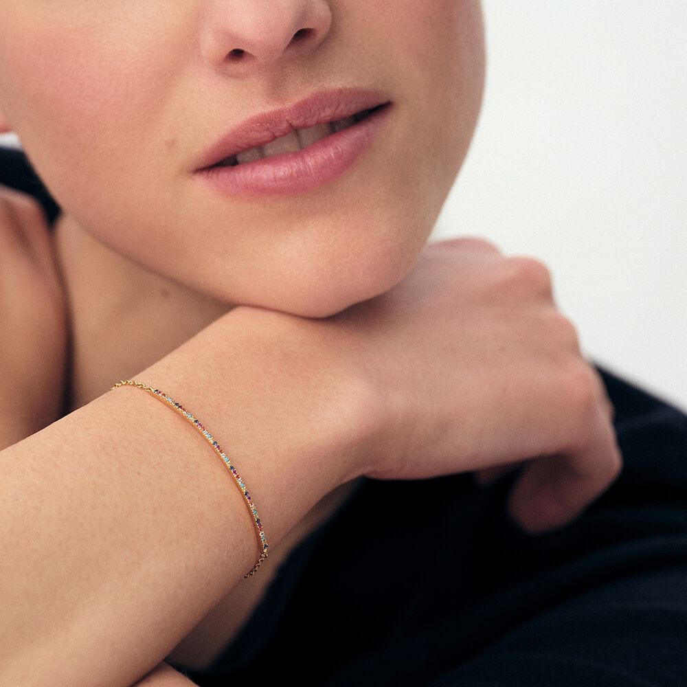 Bracelet souple RAINBOW - Multicolore / Dor&eacute; - Bracelets fantaisie  | Agatha