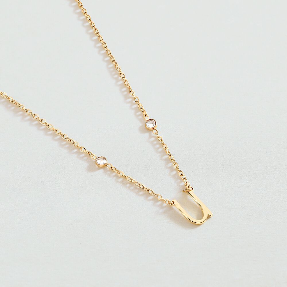 Collier ras du cou LETTRE U - Cristal / Doré - Colliers ras du cou  | Agatha