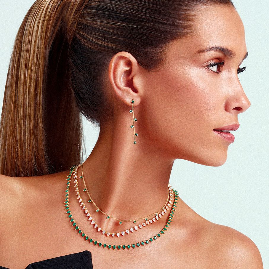Collier ras du cou OLIMPIA - Vert / Doré - Colliers  | Agatha