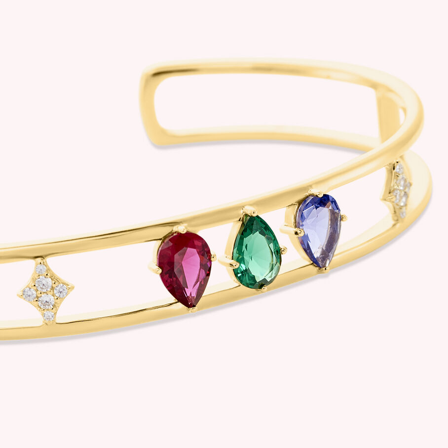Manchette ASTRE - Multicolore / Doré - Bracelets  | Agatha