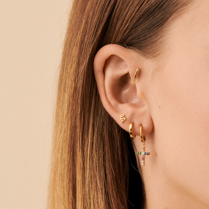 Piercing créole CROSS - Multicolore / Doré - Piercings  | Agatha