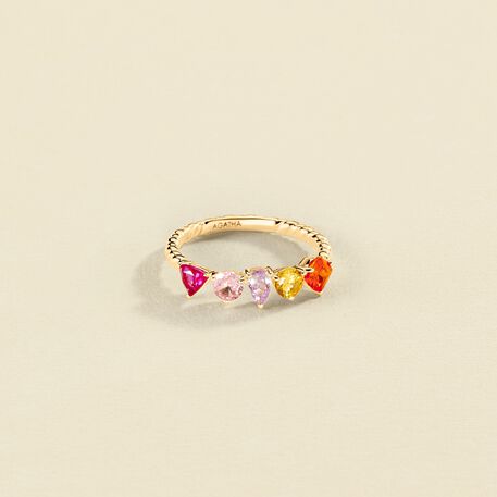 Bague fine VAGUE - Multicolore / Doré - Bagues  | Agatha