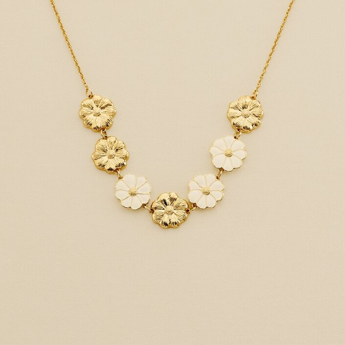 Collier ras du cou FLORA - Doré / Blanc - Colliers  | Agatha