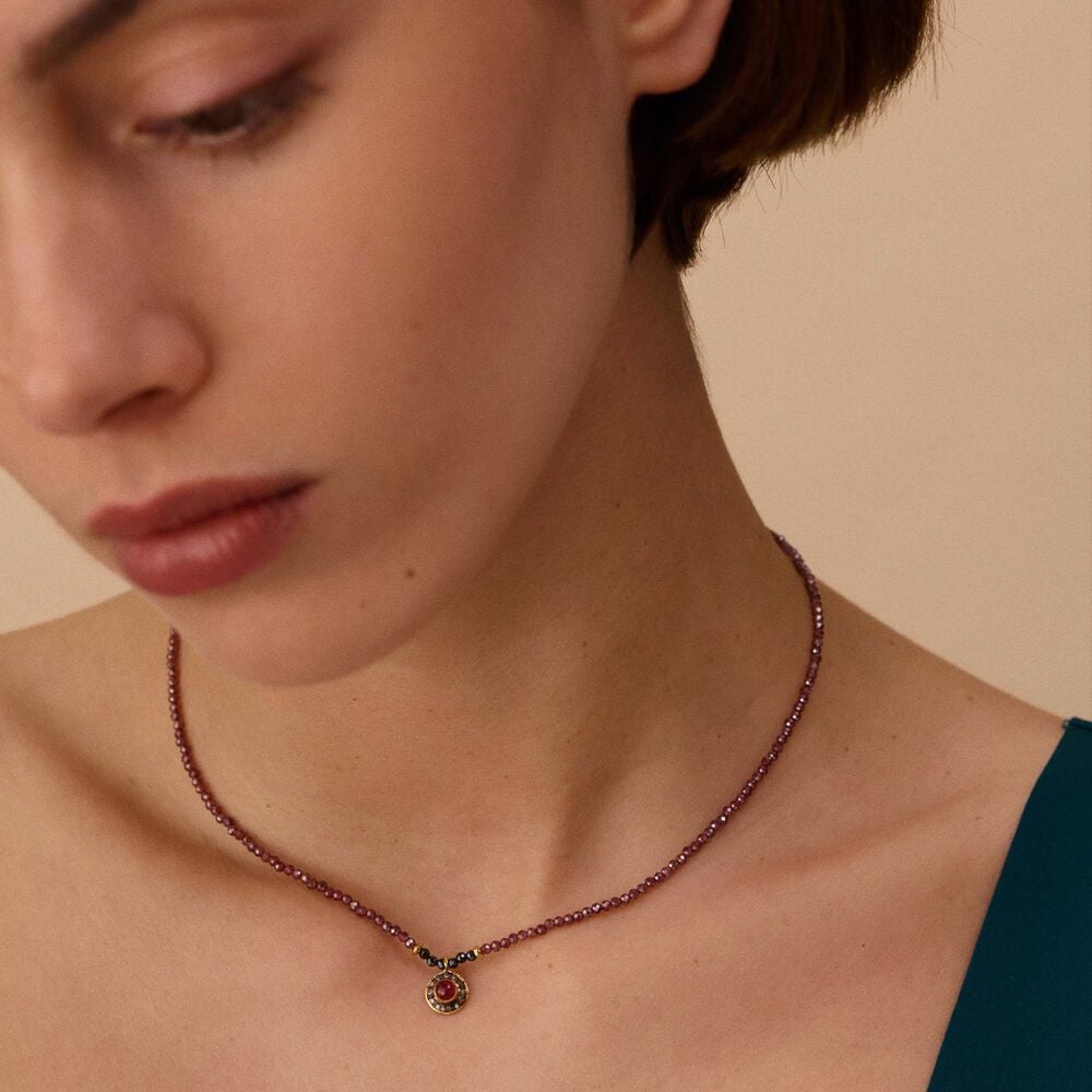 Collier ras du cou RUBI - Rouge / Gun - Colliers fantaisie  | Agatha