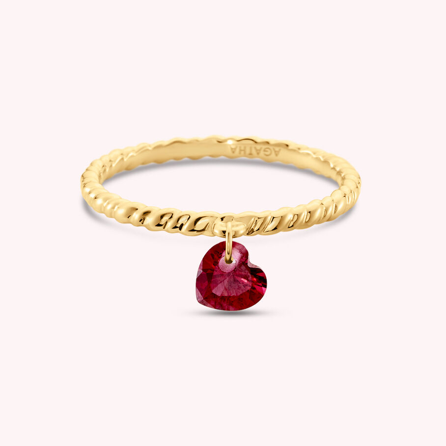 Bague fine BEGUIN - Rouge / Doré - Bagues  | Agatha