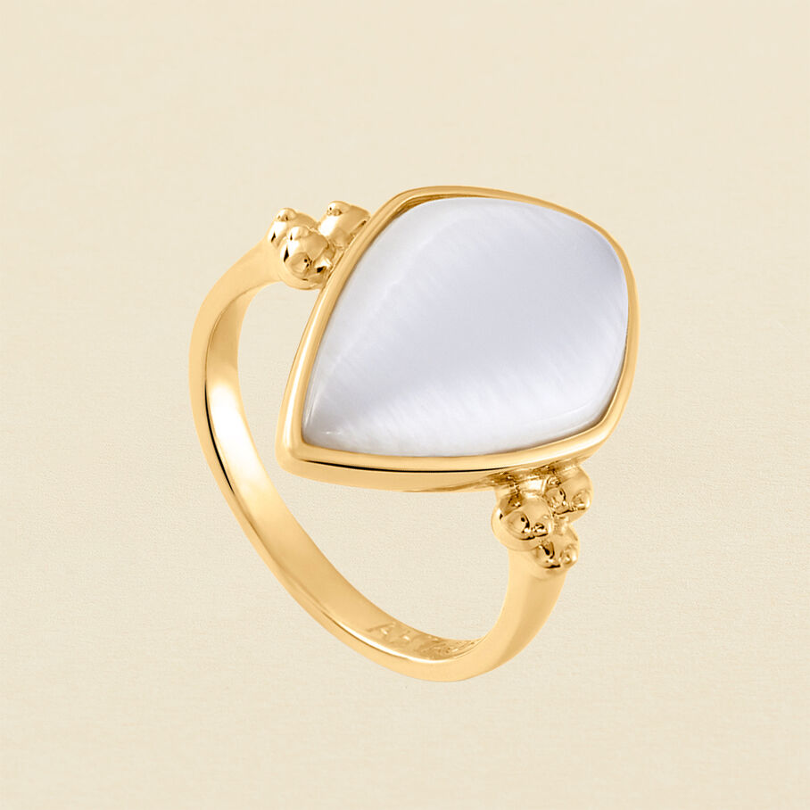 Bague fine CREPUSCULE - Blanc / Doré - Bagues  | Agatha