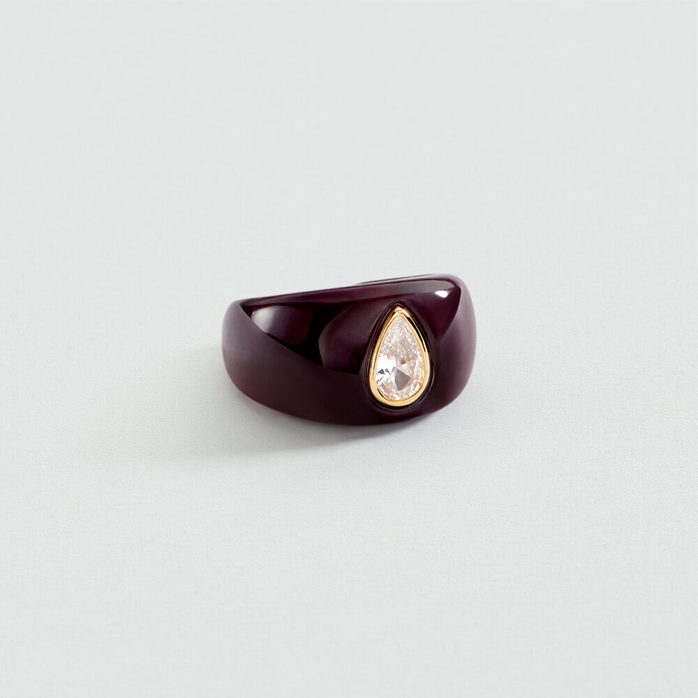 Bague large VICTOIRE - Aubergine / Dor&eacute; - Bagues larges  | Agatha