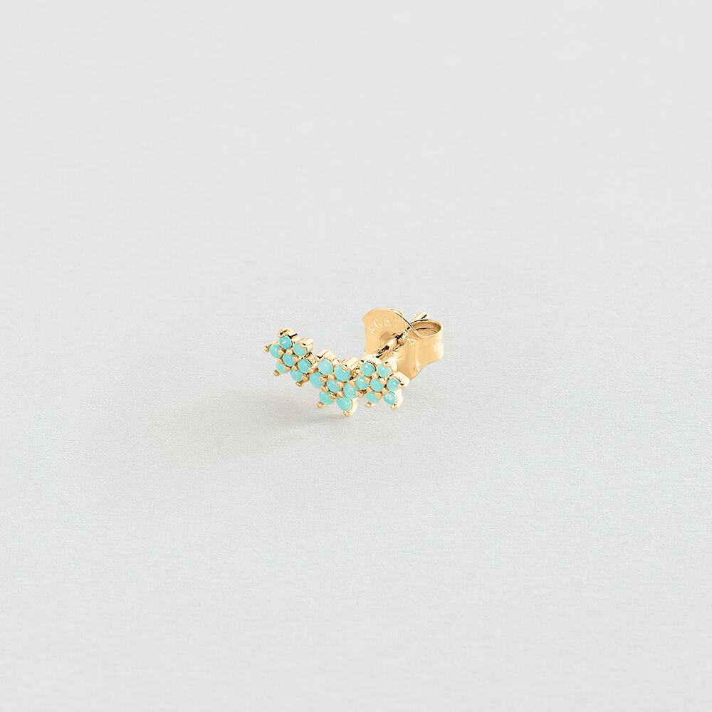 Piercing puce TRIOFLOR - Turquoise / Doré - Piercings  | Agatha