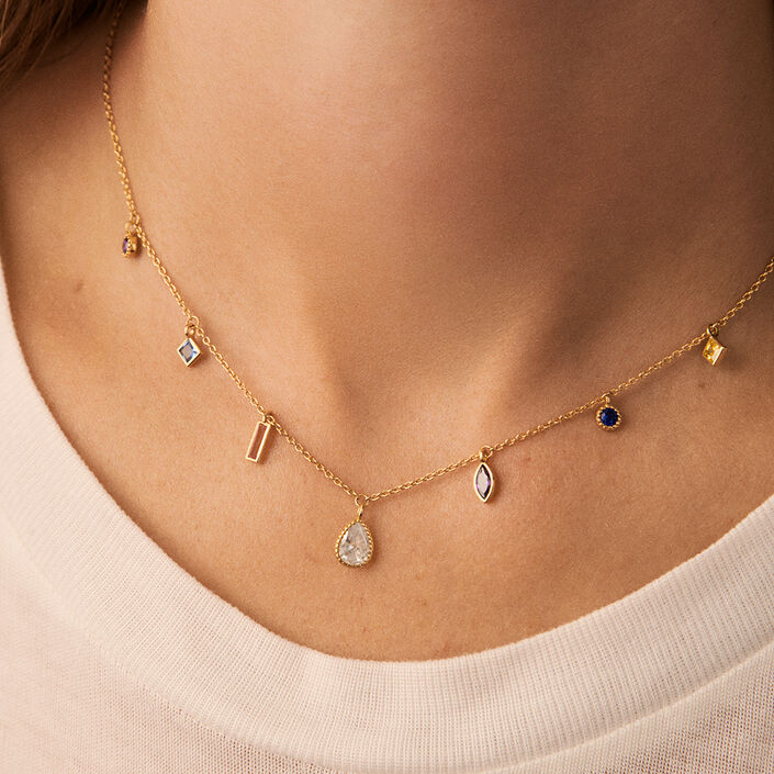 Collier ras du cou RAINBOW - Multicolore / Doré - Colliers  | Agatha