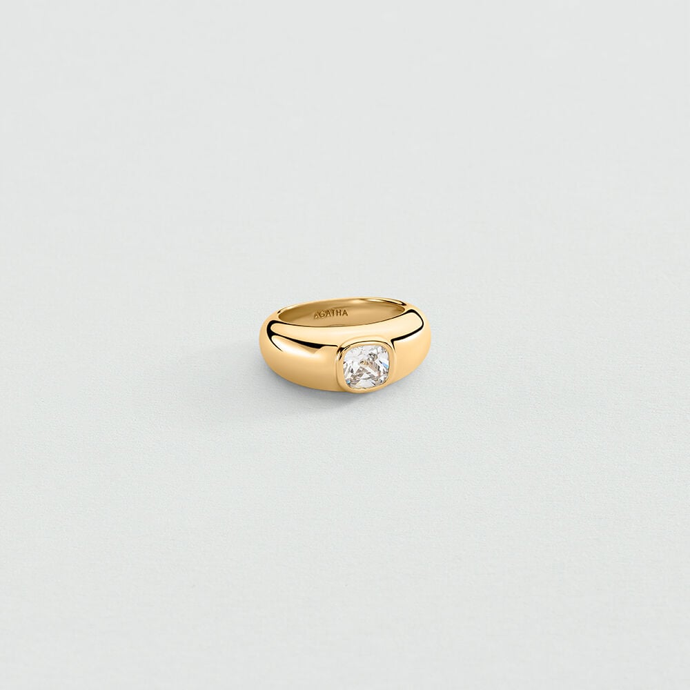 Bague fine RIN15VICTOIR - Cristal / Dor&eacute; - Bagues fines  | Agatha