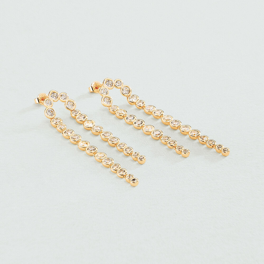Boucles d'oreilles pendantes ADAMAS - Cristal / Doré - Boucles d'oreilles fantaisies  | Agatha