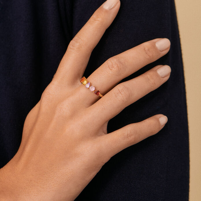 Bague fine VAGUE - Multicolore / Doré - Bagues  | Agatha