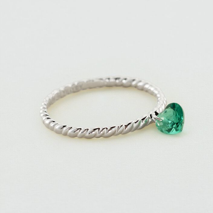 Bague fine BEGUIN - Vert / Argenté - Bagues  | Agatha