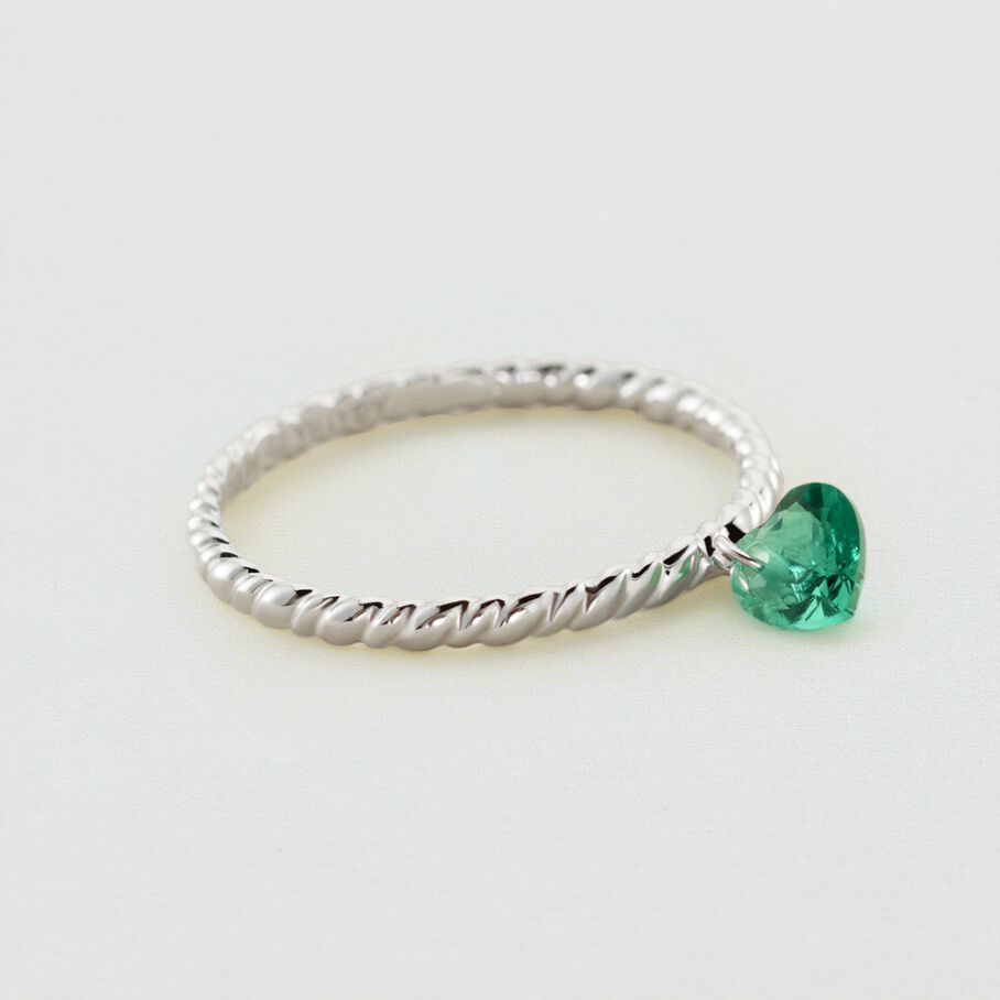 Bague fine BEGUIN - Vert / Argenté - Bagues  | Agatha