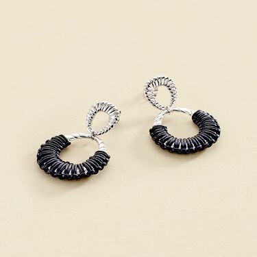 Boucles d'oreilles pendantes TWIGGY - Argenté / bleu foncé  - Boucles d'oreilles  | Agatha