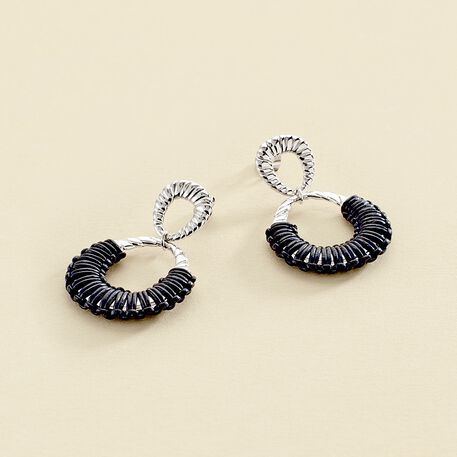 Boucles d'oreilles pendantes TWIGGY - Argenté / bleu foncé  - Boucles d'oreilles  | Agatha