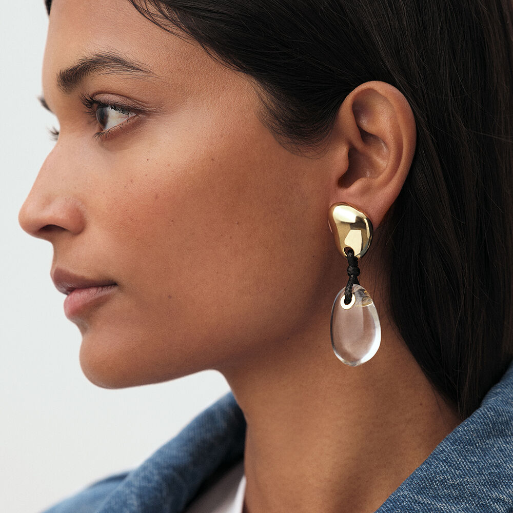 Boucles d'oreilles pendantes ODYSSEE - Transparent / doré  - Boucles d'oreilles pendantes  | Agatha