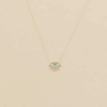 Collier mi-long LUCKY EYE - Turquoise / Argenté - Colliers  | Agatha