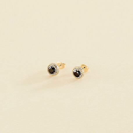 Boucles d'oreilles puces IMPERIAL - Noir / Doré - Boucles d'oreilles puces  | Agatha