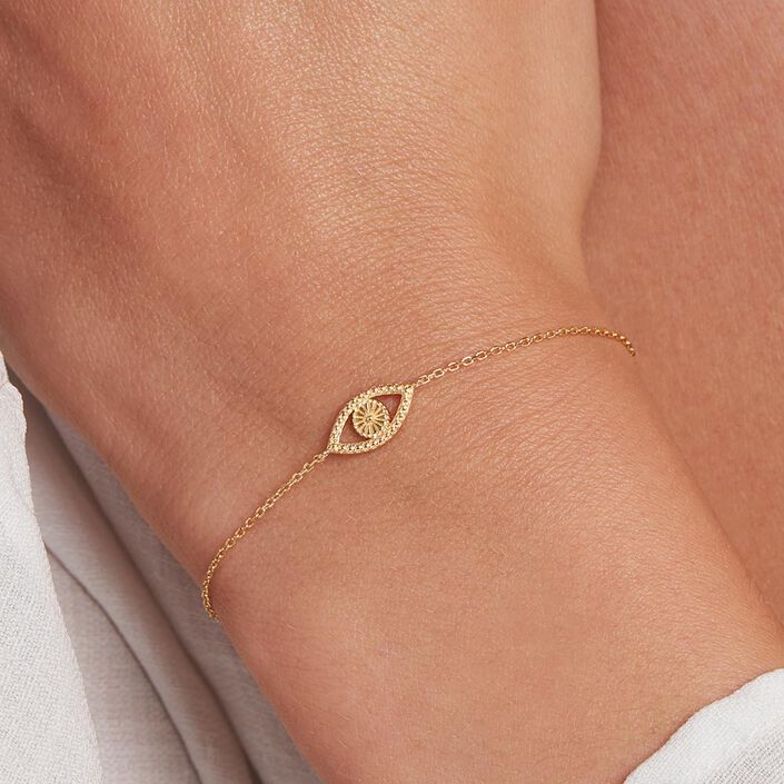 Bracelet souple LUCKY EYE - Vert / Doré - Bracelets  | Agatha