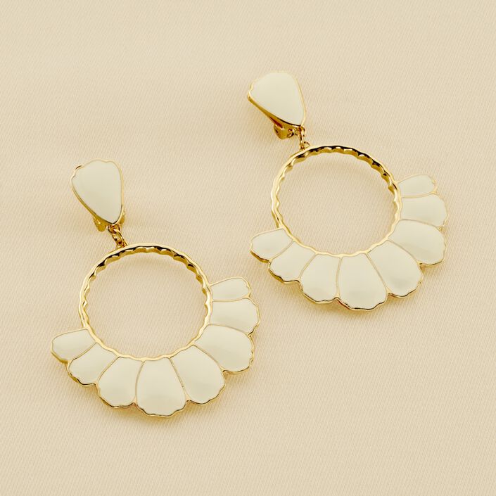 Boucles d'oreilles pendantes FLORA - Doré / Blanc - Boucles d'oreilles  | Agatha