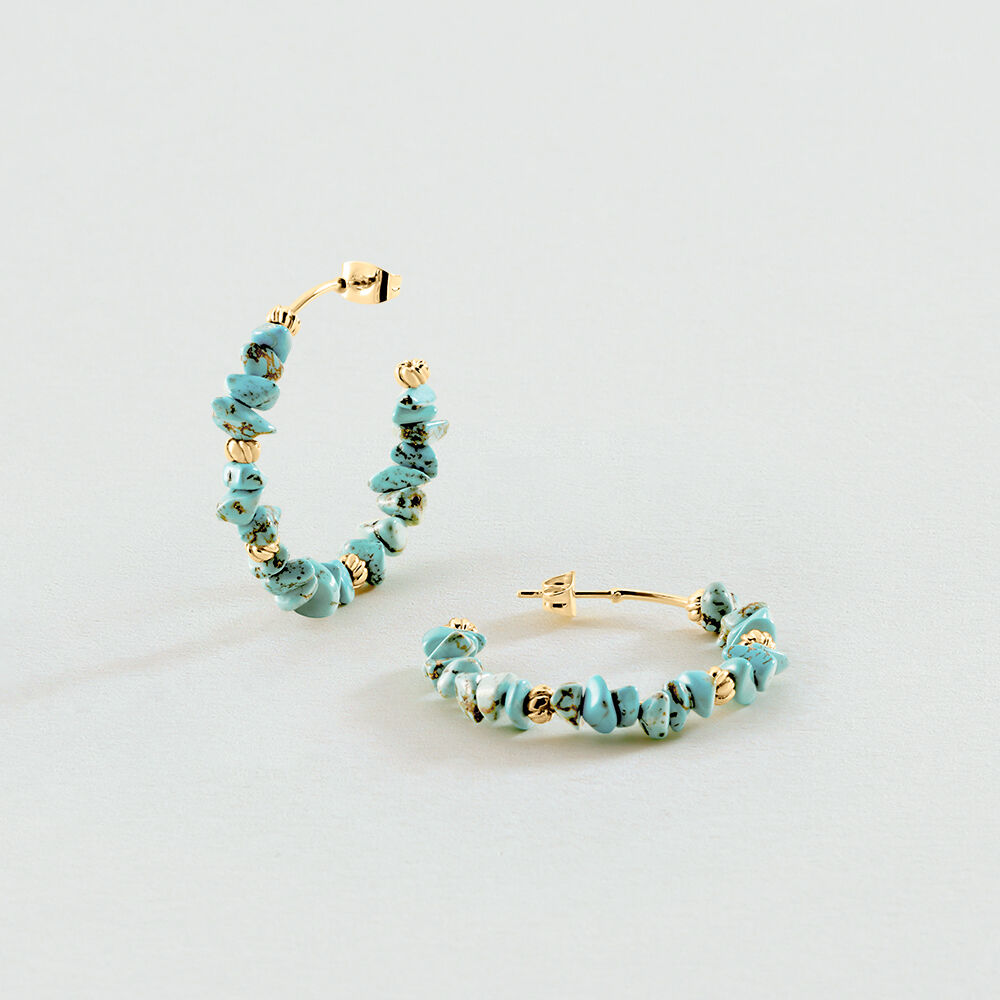 Cr&eacute;oles ILIOS - Turquoise / Dor&eacute; - Boucles d'oreilles fantaisies  | Agatha