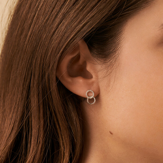 Boucles d'oreilles puces RONDOU - Cristal / Argenté - Boucles d'oreilles puces  | Agatha