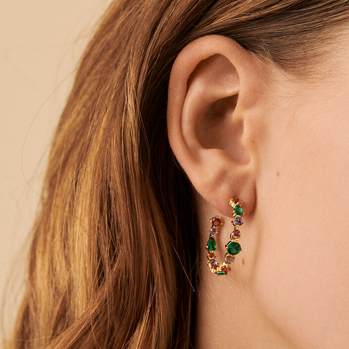 Créoles ASTRE - Multicolore / Doré - Boucles d'oreilles  | Agatha