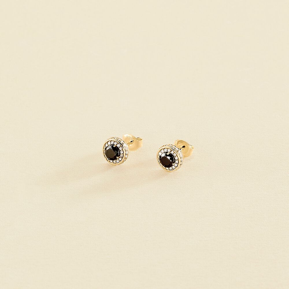 Boucles d'oreilles puces IMPERIAL - Noir / Doré - Boucles d'oreilles puces  | Agatha