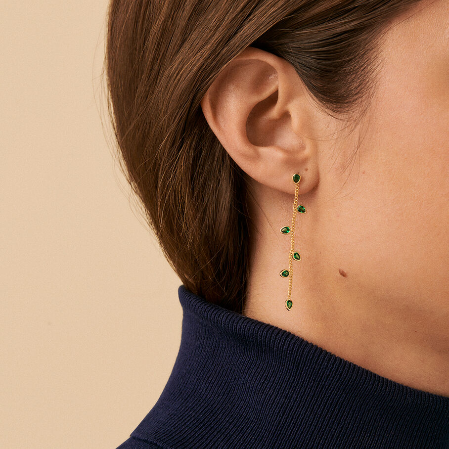 Boucles d'oreilles pendantes NEITH - Vert / Doré - Boucles d'oreilles  | Agatha