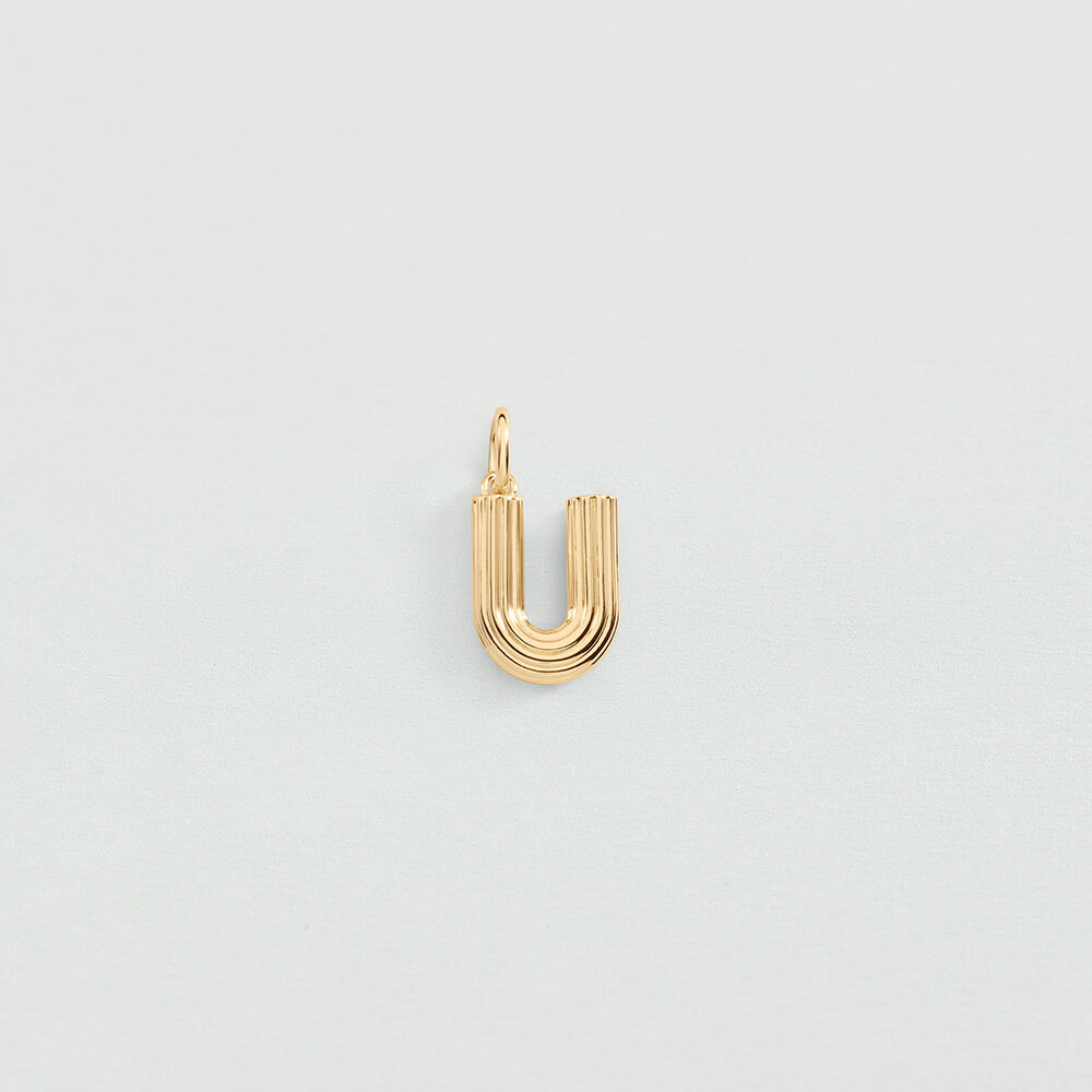 Pendentif LETTRE U - Dor&eacute; - Bijoux  | Agatha