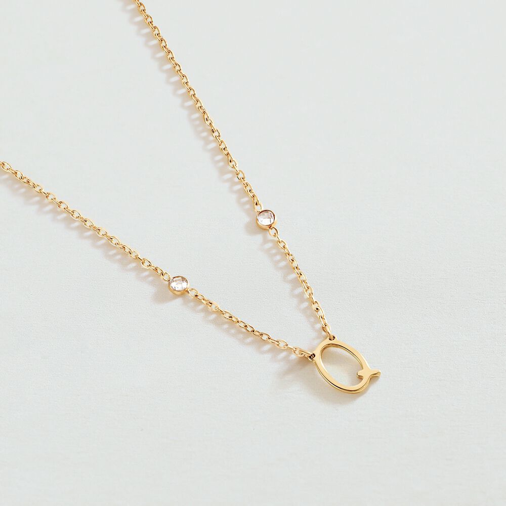 Collier ras du cou LETTRE Q - Cristal / Doré - Colliers ras du cou  | Agatha