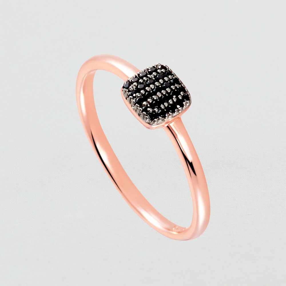 Bague fine GLORIA - Noir / Rose - Bagues fines  | Agatha