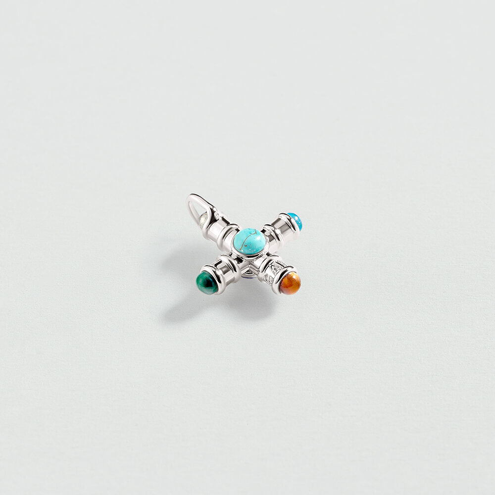 Pendentif CROIX ICONIQUE - Multicolore / Argenté - Tous les Talismans  | Agatha