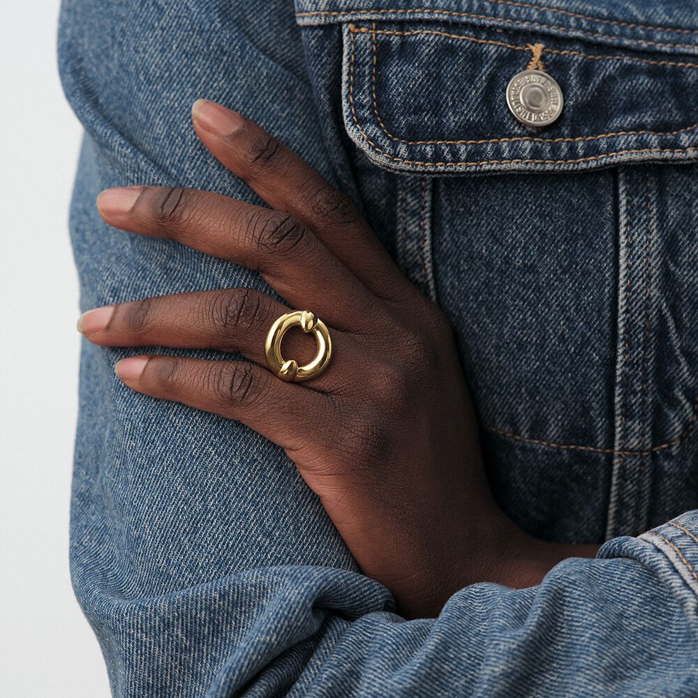 Bague large INES - Dor&eacute; - Bagues fantaisie  | Agatha